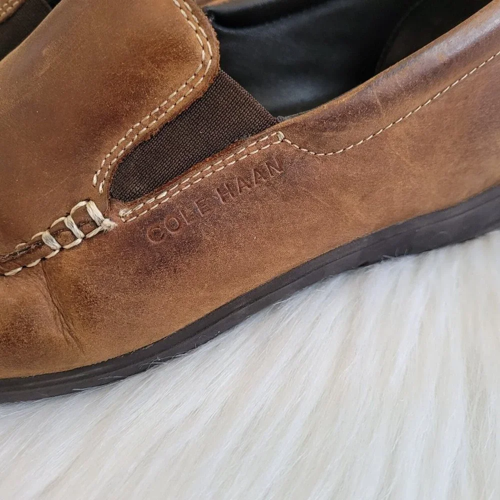 Cole Haan Mens Sz 9.5 Loafer Brown Leather Slip On Dress Driving Shoes 12602